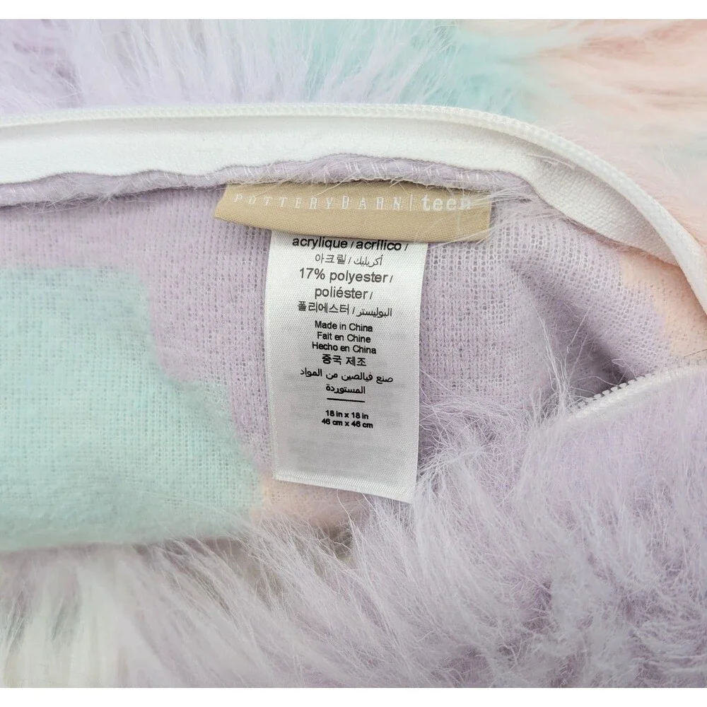 Pottery Barn Teen Faux Fur Rainbow Tie Die Pastel Shag Pillow Covers 18